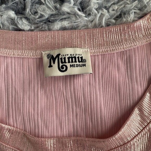 Show Me Your MuMu Pink Metallic Short Sleeve Tee Medium - Picture 8 of 15